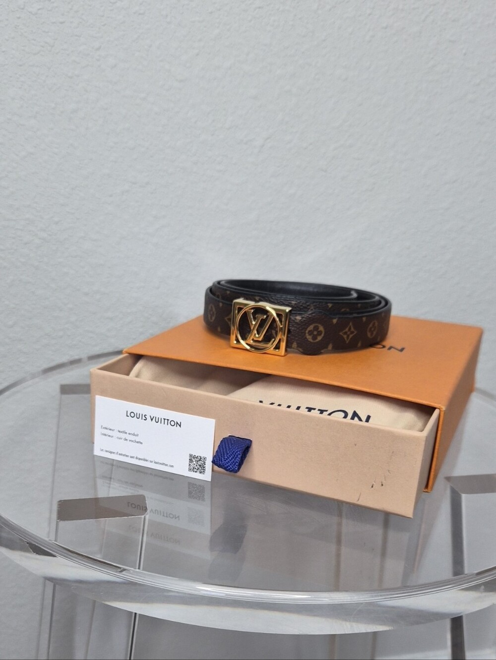 Louis Vuitton Brown Monogram Belt with Reversible To Black With Gold LV Buckle